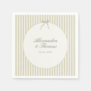 Serviette En Papier Serviettes de mariage vertes à rayures fantaisiste
