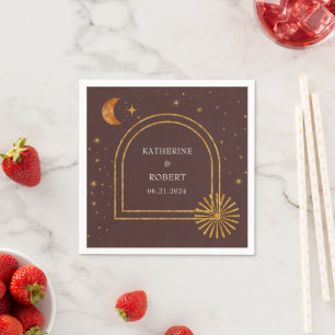 Serviette En Papier Serviettes de mariage Vintage Celestial Stars Moon