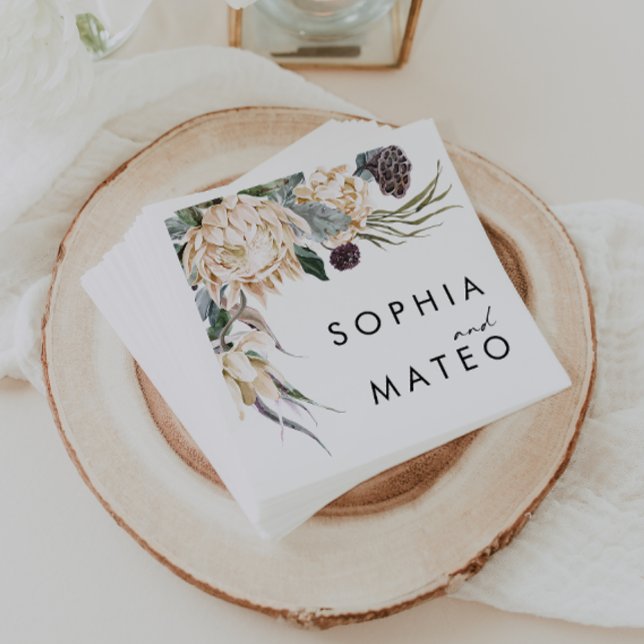 Serviette En Papier Serviettes de Mariages floraux blancs (Créateur téléchargé)
