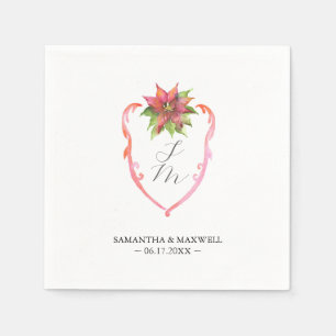 Serviette En Papier Serviettes de monogramme de mariage Poinsettia