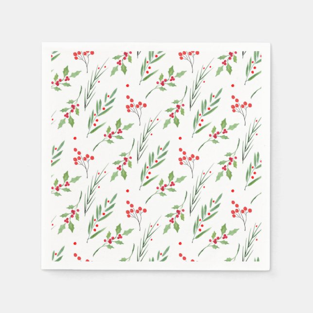 Serviette En Papier Serviettes de Motif botanique mixtes de Noël (Devant)