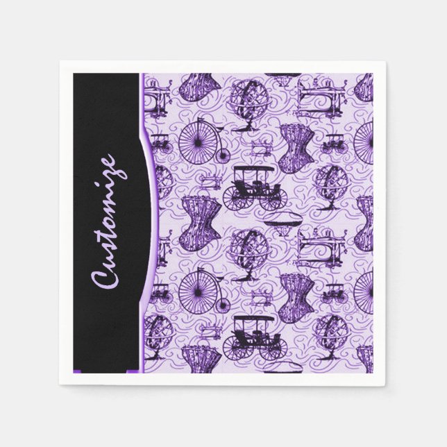 Serviette En Papier Serviettes de Motif en vapeur violet (Devant)