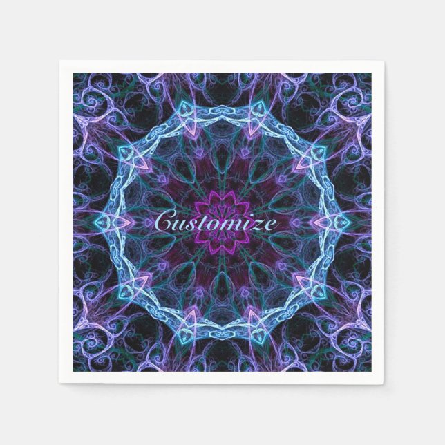 Serviette En Papier Serviettes de Motif fractées bleu et rose (Devant)