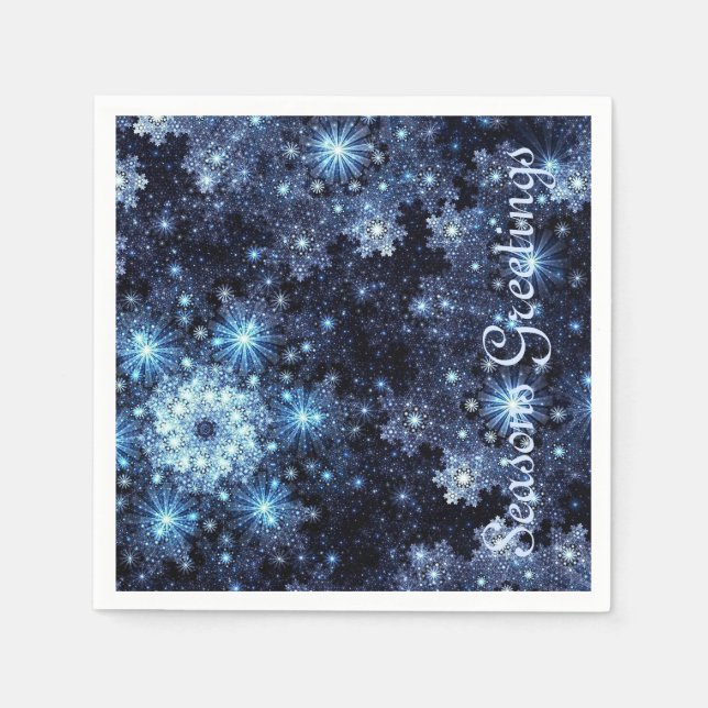 Serviette En Papier Serviettes de Motif Wintery Blue Snowflake (Devant)