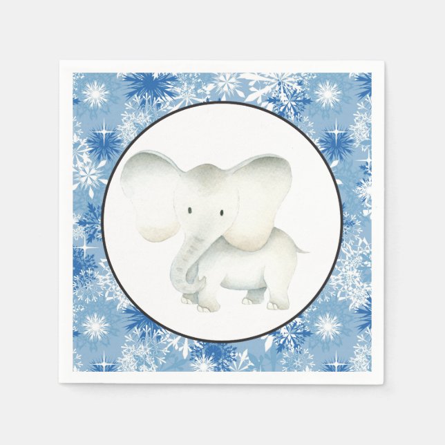 Serviette En Papier Serviettes de Noël à l'éléphant blanc (Devant)