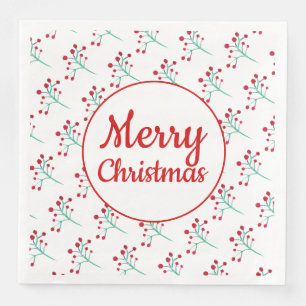 Serviette En Papier Serviettes de Noël aux baies à l'aquarelle