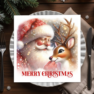 Serviette En Papier Serviettes de Noël avec le Père Noël classique et 