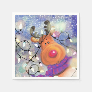 Serviette En Papier Serviettes de Noël avec Rennes de Rennes Joyeuses