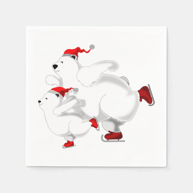 Serviette En Papier Serviettes de Noël avec une famille d'ours heureux (Devant)