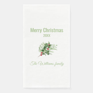 Serviette En Papier Serviettes de Noël botaniques simples et élégantes