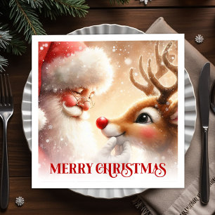 Serviette En Papier Serviettes de Noël Cozy Cute Père Noël Rudolph 