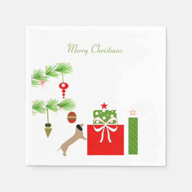 Serviette En Papier Serviettes de Noël Dachsund (Devant)