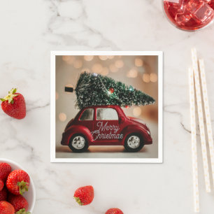 Serviette En Papier Serviettes de Noël de voiture rétro festive – Set