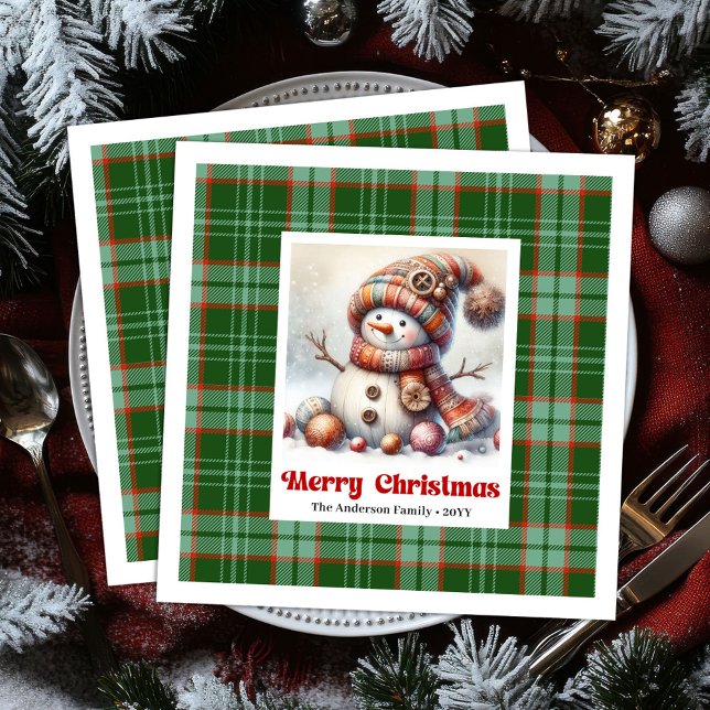 Serviette En Papier Serviettes de Noël drôles de bonhomme de neige édi (Whimsical Fun Christmas Snowman Editable Napkins )