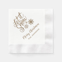 Serviettes de Noël en or "Qu'il neige"