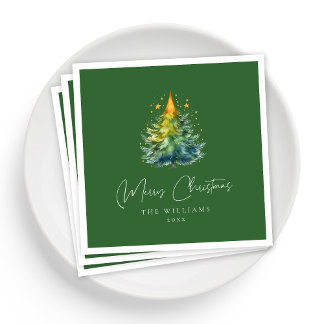 Serviette En Papier Serviettes de Noël Festive Green Script