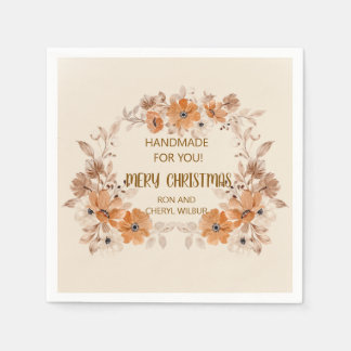Serviette En Papier Serviettes de Noël Florales Bohème Rustiques