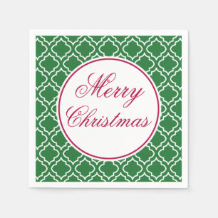Serviette En Papier Serviettes de Noël Merry Christmas vert élégant
