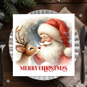 Serviette En Papier Serviettes de Noël Merry Santa Rudolph Dinner