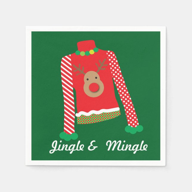 Serviette En Papier Serviettes de Noël moches et sucrées (vert) (Devant)