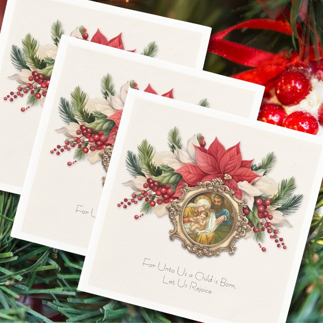 Serviette En Papier Serviettes de Noël : Nativité de Jésus Poinsettias (Créateur téléchargé)