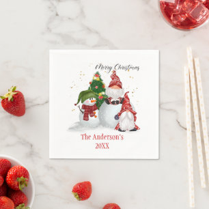 Serviette En Papier Serviettes de Noël personnalisées avec lutins de N