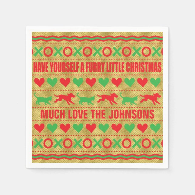 Serviette En Papier Serviettes de Noël personnalisées "FurryChristmas" (Devant)