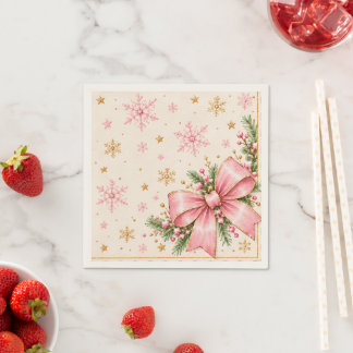 Serviette En Papier Serviettes de Noël pour anniversaire rose | Élégan