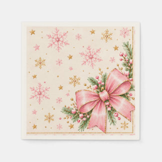 Serviette En Papier Serviettes de Noël pour anniversaire rose | Élégan