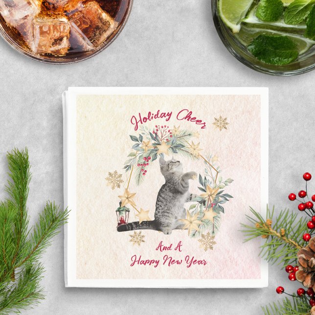 Serviette En Papier Serviettes de Noël pour chat – Dessin de couronne  (Créateur téléchargé)