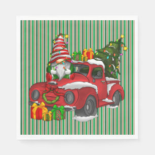 Serviette En Papier Serviettes de Noël rayées vertes