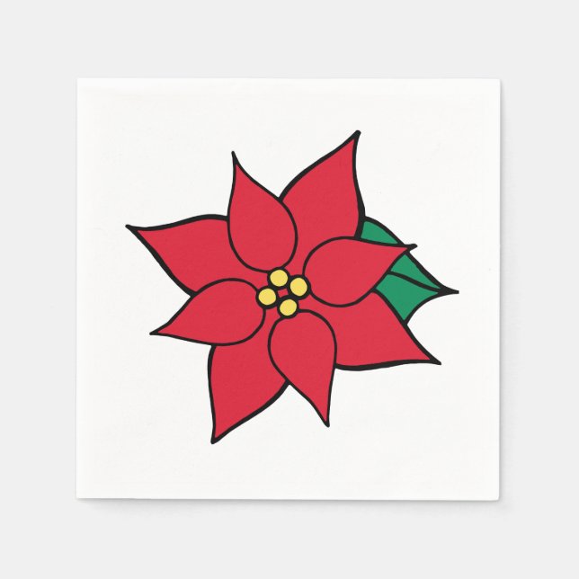Serviette En Papier Serviettes de Noël Rouge Poinsettia (Devant)