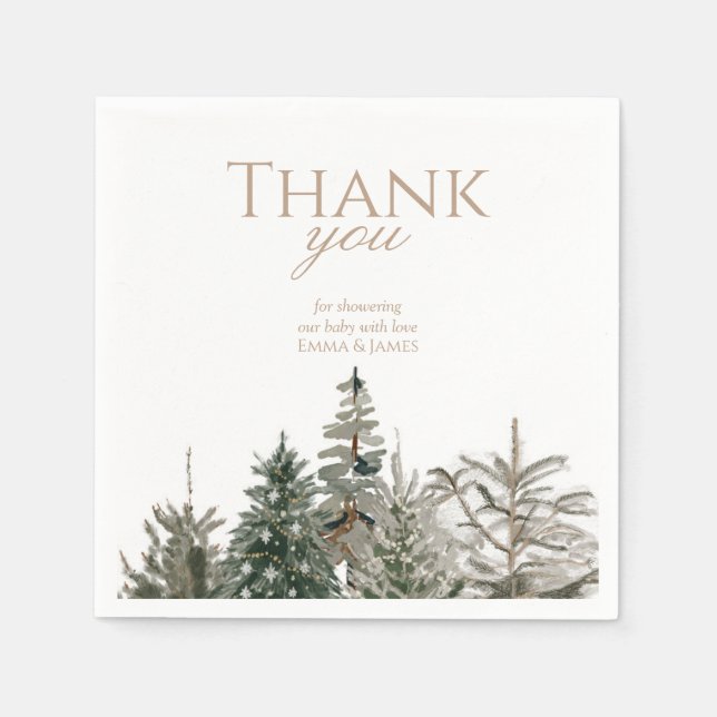 Serviette En Papier Serviettes de Noël Rustique de la forêt d'hiver (Devant)