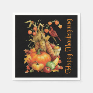 Serviette En Papier Serviettes de noir de bon thanksgiving de récolte