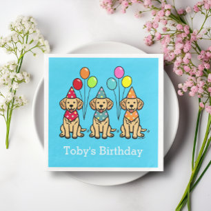 Serviette En Papier Serviettes de papier d'anniversaire de chiots de