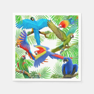 Serviette En Papier Serviettes de papier d'ara de jungle tropicale de