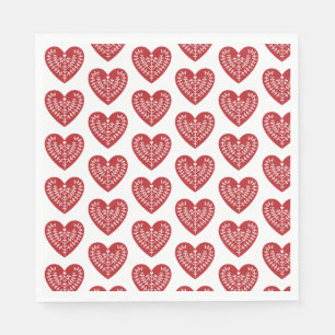 Serviette En Papier Serviettes de papier de coeur rouge scandinave