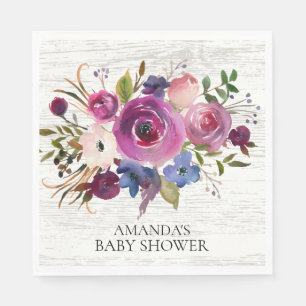 Serviette En Papier Serviettes de papier de douche florale bleue