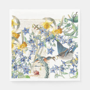 Serviette En Papier Serviettes de papier de fleurs d'oiseaux d'oiseau