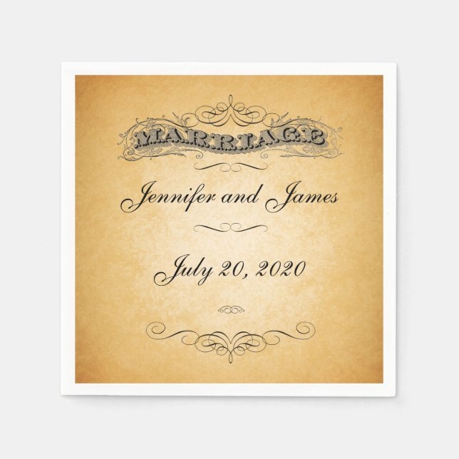 Serviette En Papier Serviettes de papier de mariage rustique de papier (Devant)