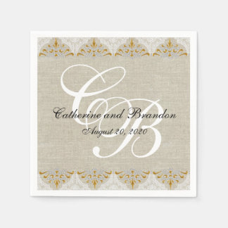 Serviette En Papier Serviettes de papier de mariage rustique de toile