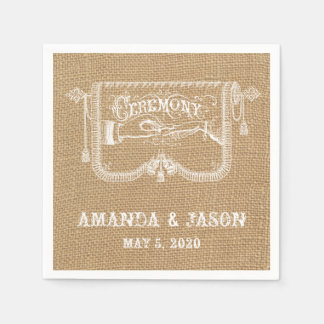Serviette En Papier Serviettes de papier de mariage rustique vintage