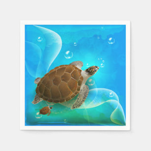 Serviette En Papier Serviettes de papier de natation de tortue