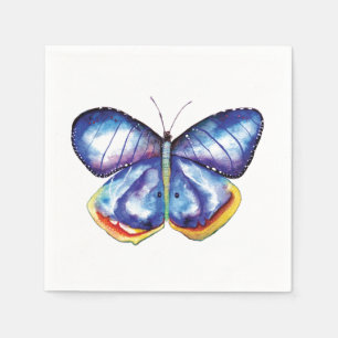 Serviette En Papier Serviettes de papier de papillon de cocktail bleu
