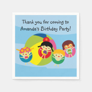 Serviette En Papier Serviettes de papier de plage d'anniversaire fait