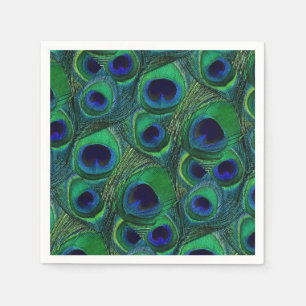 Serviette En Papier Serviettes de papier de plume verte, bleue,