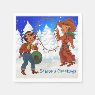 Serviette En Papier Serviettes de partie d'hiver d'enfants de cowboy
