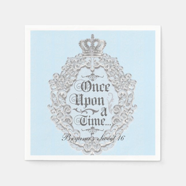 Serviette En Papier Serviettes de princesse bleu Once Upon Fairytale V (Devant)