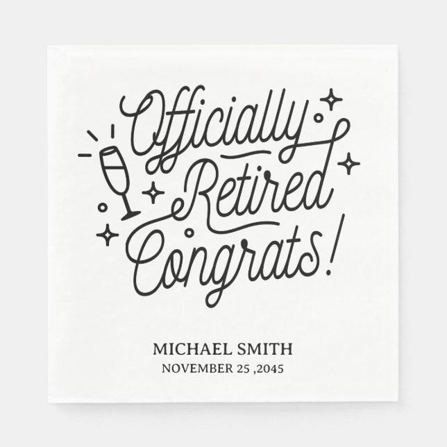 Serviette En Papier Serviettes de retraite en noir et blanc (Devant)