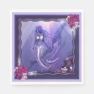Serviette En Papier Serviettes de sirène violette